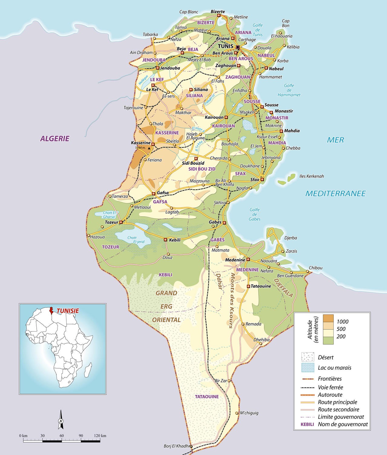 Carte Tunisie