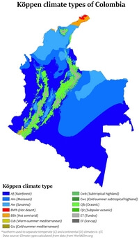 Map Colombia climates