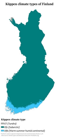 Map Finland climate