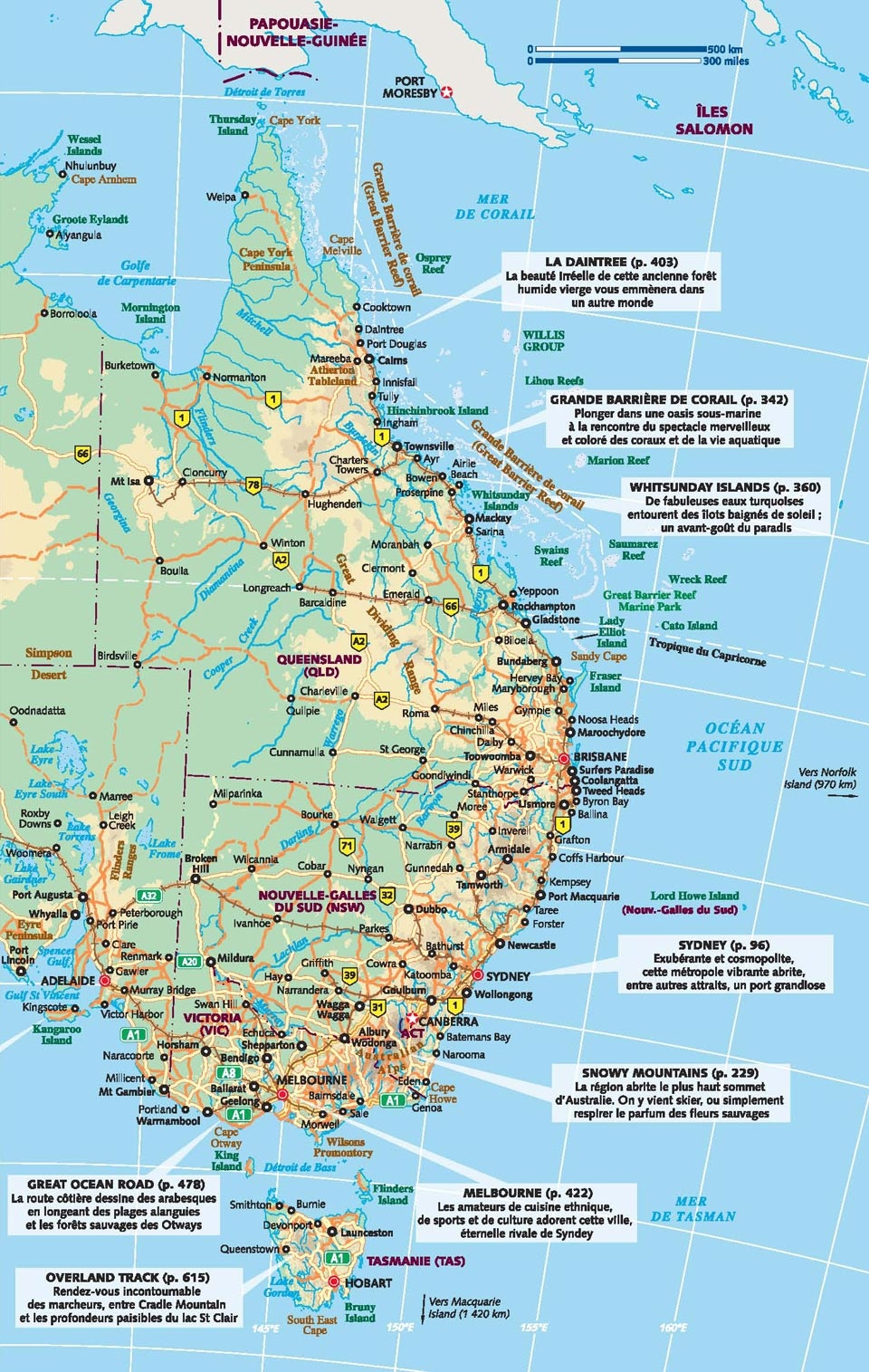 Mini Carte Australie Orientale Commentaires Lieux Interessants 
