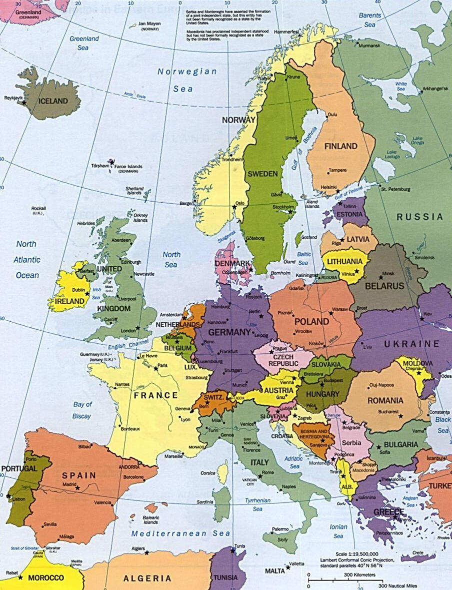 Map of continent : Europe
